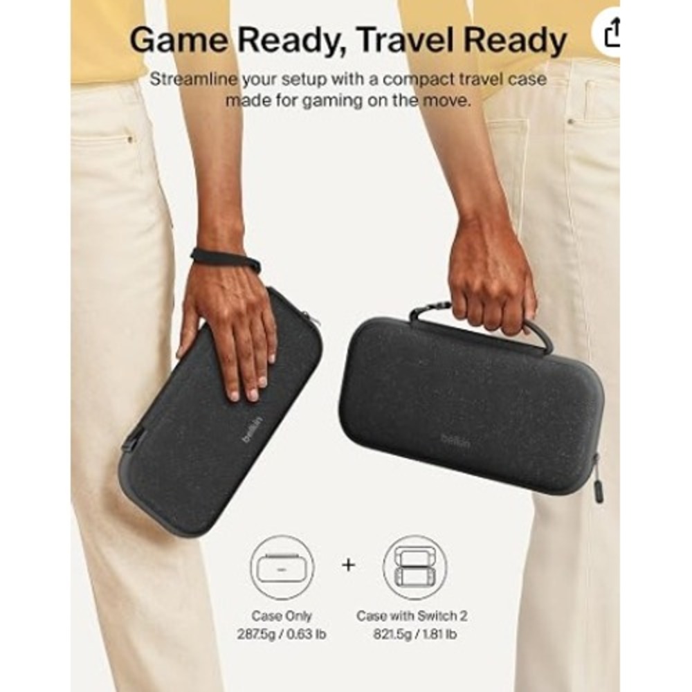 Belkin Gaming Travel Case Nintendo Switch One Size Gray AirTag Pocket NIB